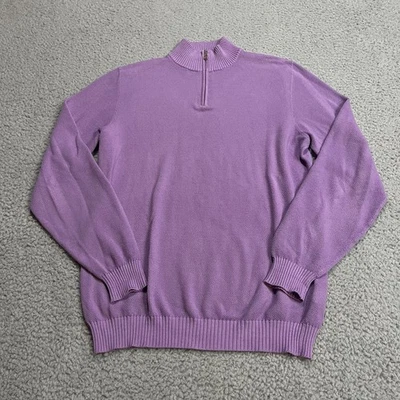 Suéter Fedeli Para Hombres 50 Mediano Púrpura Cuarto Cremallera Elástico Algodón Preppy Italia Foto 1 de 4