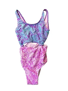 Girls med 7-8 More Than Magic Purple Blue Pink Snake Print Cut Out Swimsuit swim - Picture 1 of 3