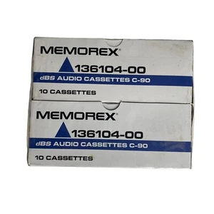 MEMOREX dbs C-90 Cassettes 136104-00 Vintage Factory Sealed 2 Case of 10 Each - Picture 1 of 10