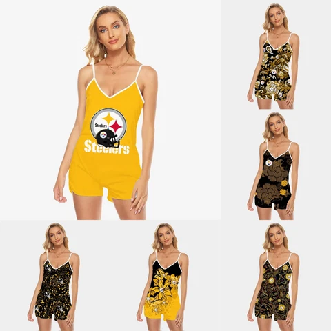 Pittsburgh Steelers Womens Beach Jumpsuit V-Neck Tank Tops Rompers Swimsuit Gift Cover