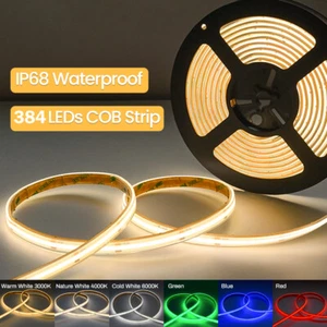 384LEDs COB LED Strip Light Flexible Silicone Tape for Home Car DIY Lighting 12V - Picture 1 of 52