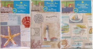 Nautical/Lighthouse/Seashells Vinyl Tablecloth w/Zipper Umbrella Hole Var Sizes - Picture 1 of 18