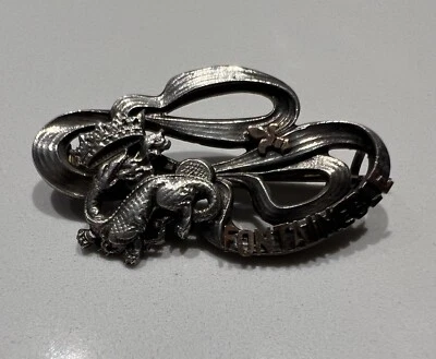 Broche ancienne Epoque 1900 « Salamandre » - Metal Argente - Photo 1/3