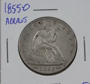 1855-O Arrows Seated Liberty Half Dollar : Fine + - Picture 1 of 2