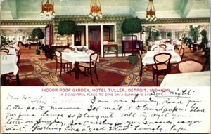 Postcard Indoor Roof Garden Hotel Tuller Detroit Mich 1911 - Picture 1 of 2