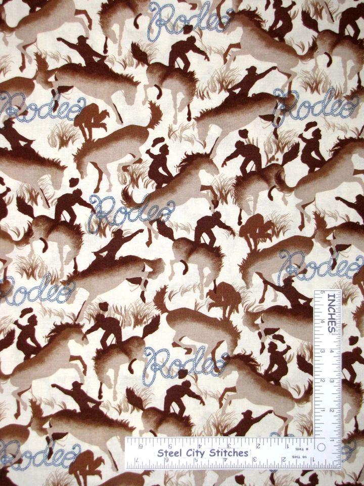 Cowboy Rodeo Horse Bronco Western Cotton Fabric Michael Miller Rodeo - Yard - Image 1 of 1