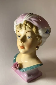 Turban Lady Head Vase Hand Painted Japan UCAGCO Woman Headvase - Picture 1 of 5