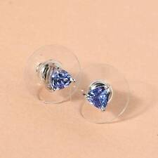 Natural AAAA Tanzanite Stud Earring in Platinum Plated Sterling Silver