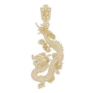 14k Yellow Gold Detailed Good Luck Fortune Asian Dragon Pendant 1.65" 4.2 grams - Picture 1 of 2