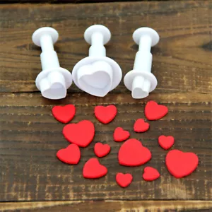 3Pc Heart Fondant Plunger Set Valentines Love Sugar Craft Cake Decorating @t@ - Picture 1 of 12