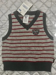 BNWT Pumpkin Patch Sz 0-3mth Grey /red Stripe Vest $27.99 - Picture 1 of 3