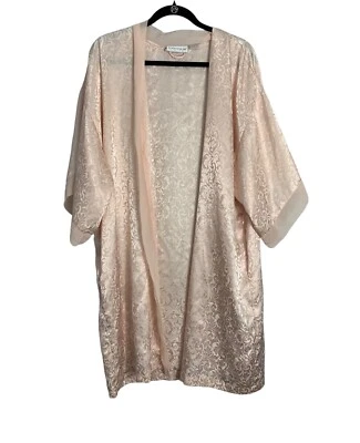 De Colección Cacique Kimono Boho Festival Rosa Bata Peignoir Grande Satén Paisley Corto  Foto 1 de 4