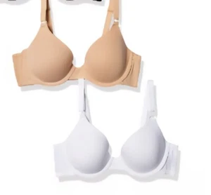 Paquete de 2 sujetadores con aros blancos/desnudos Fruit of the Loom 38C nuevos sin etiquetas - Imagen 1 de 2