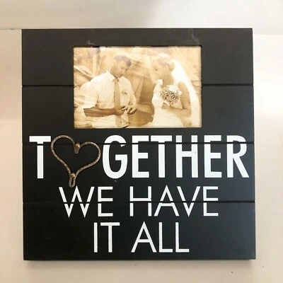 Wooden Plank Board Photo Display ,"TOGETHER WE HAVE IT ALL" 3X5” Photo Frame - Image 1 of 4