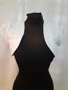 white satin beaded short sleeve wedding bolero/jacket age 8 - Picture 1 of 3
