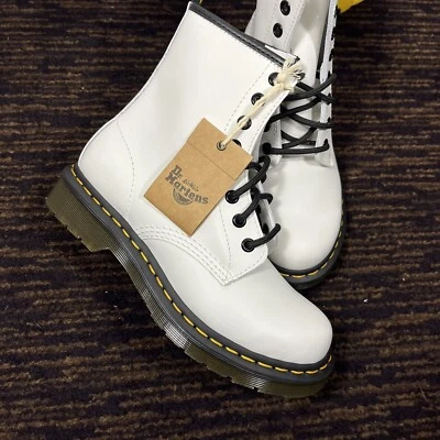 Botas Doc Martens Mujer 1460W 8 Ojos Talla US 6 L Dr. Cuero Blanco NUEVAS Foto 1 de 4