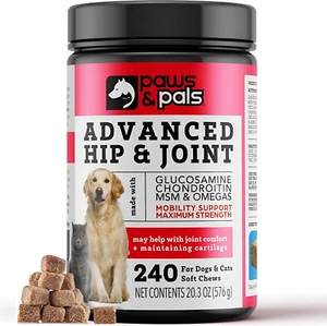 Glucosamine Chondroitin MSM for Dogs 240 Count, Hip and Joint Mobility Soft Chew - Picture 1 of 9