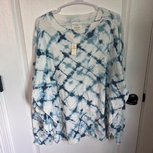OFFLINE by Aerie Oversized Crew Neck Sweater Tie Dye Pullover Medium Blue NWT - Picture 1 of 10