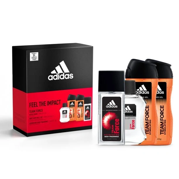 Adidas Team Force After Shave 3 in 1 Shower Gel Body Fragrance Spray Gift Set