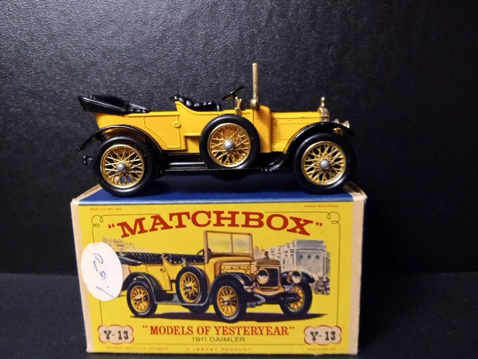 Caja de cerillas de antaño Y-13 1911 Daimler amarillo en caja original como nueva Foto 1 de 4