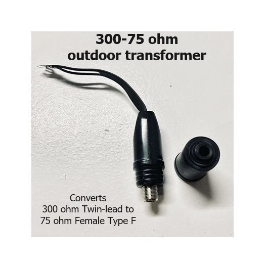 OUTDOOR MATCHING TRANSFORMER BALUN VHF/UHF/FM 300/75 OHM ANTENNA ADAPTER NEW - Image 1 of 1