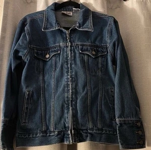 Vintage Bill Blass Zipper Jean Jacket Women’s L Denim Deep Indigo 90's Trucker - Picture 1 of 8