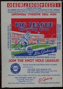1934 The Goudey Gum Co Big League Chewing Gum Wax Wrapper Lou Gehrig Series - Picture 1 of 2