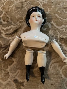 Vintage Ceramic doll Pieces Parts Head Arms Legs Porcelain Signed M. Mills - Picture 1 of 10