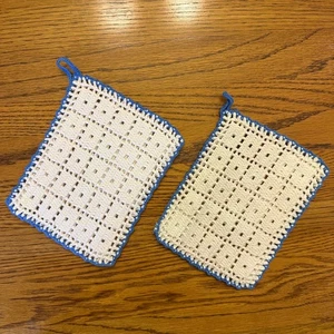 Hot Pads vintage, azul y blanco - Imagen 1 de 7