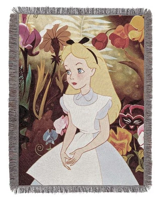 Disney Alice in Wonderland, "Alice in the Garden" Woven Tapestry Throw Blanket, - Image 1 of 4