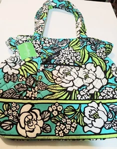 New Vera Bradley Cotton Quilted Laura Island Blooms Shoulder Bag Tote New W Tags - Picture 1 of 7