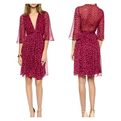 NWT DIANE VON FURSTENBERG ALICIA RED WRAP DRESS, SZ 4 - Image 1 of 4