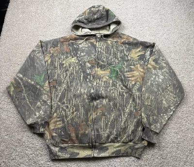 Sudadera con capucha vintage Jerzees para hombre 2XL camuflada roble musgo cremallera completa sudadera años 90 cuadrada Foto 1 de 4