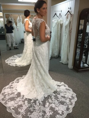 Sophia Tolli Elegant Wedding Dress Size 12 Ivory Lace Overlay - Image 1 of 4