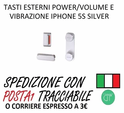 KIT TASTI FISICI VOLUME ACCENSIONE VIBRAZIONE PER IPHONE 5s SILVER - Immagine 1 di 4