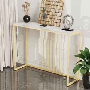 100/120cm Konsolentisch Sofatisch Beistelltisch Flurtisch aus Marmor Goldfarben - Bild 1 von 24