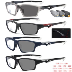 NEW Men's Sports Sunglasses Near Short Sighted Myopia Glasses Photochromic Lens - Picture 1 of 21