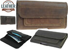 HORIZONTAL HAND-SEWN OF COWHIDE CRAFT WAIST POUCH CASE COVER FOR GALAXY PHONES