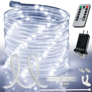 Cool White 8-Mode LED Outdoor Waterproof Rope Light 10' 20' 25' 50' 100' 150' ft - Picture 1 of 8