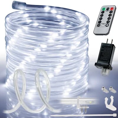 Cool White 8-Mode LED Outdoor Waterproof Rope Light 10' 20' 25' 50' 100' 150' ft - Image 1 of 4