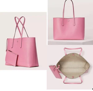 New Kate Spade Molly Large Leather Tote & Pouch - Rococo Pink - Picture 1 of 8