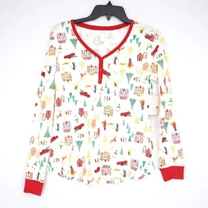 LC Lauren Conrad Women's Holiday Christmas Pajama Top PS White Red Green NWT - Picture 1 of 8