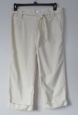 WHITE HOUSE BLACK MARKET 3760 Mujer Talla 10 Crema Pana Capris Puño Foto 1 de 4