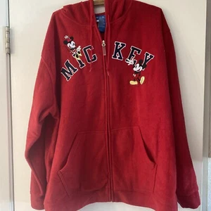Disney Mickey Mouse Women’s Red Full Zip Hoodie Size 3X - Picture 1 of 19