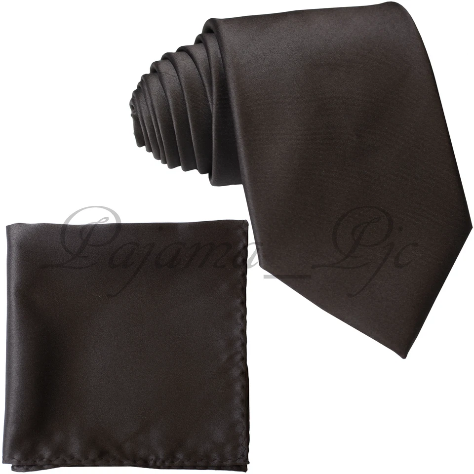 Nuevo Microfibra Satén Sólido Cuello Corbata y Bolsillo Cuadrado Pañuelo Conjunto Boda Baile de graduación Foto 1 de 1