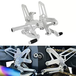 Silver Adjustable Rearset Footrests Pegs For KAWASAKI ZX25R ZX4R ZX4RR 2020-2024 - Picture 1 of 8