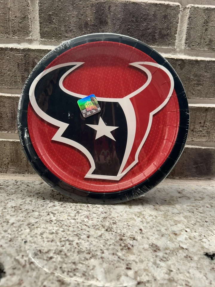Бумажные обеденные тарелки 8 штук Houston Texans NFL Pro футбол спорт банкет вечеринка - Изображение 1 из 1