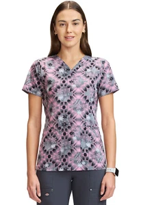 Tie Dye Buds Dickies Prints Scrubs V Neck Top DK667 TDBD - Picture 1 of 6