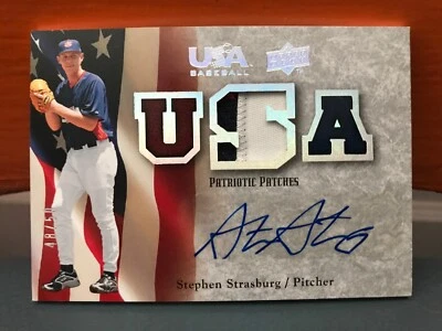 2008 Upper Deck USA Baseball Stephen Strasburg Rookie Auto & Patch #’d 50 - Image 1 of 2