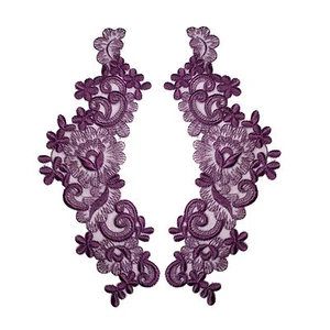 10,5"x4" schwarz grau flieder gelb Aubergine Mieder bestickt Spitze Motive Paar - Bild 1 von 23
